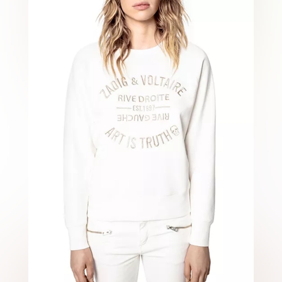 Zadig & Voltaire Embroidered Blason Brode Sweatshirt White Large - Picture 1 of 5